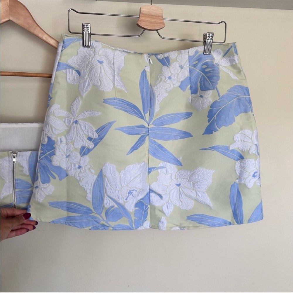 Pink Lily Blue and White Floral Two-Piece Skirt Set - Picture 9 of 11